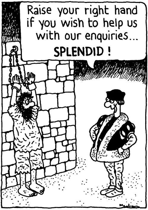 'Raise your right hand if you wish to help us with our enquiries... SPLENDID!'