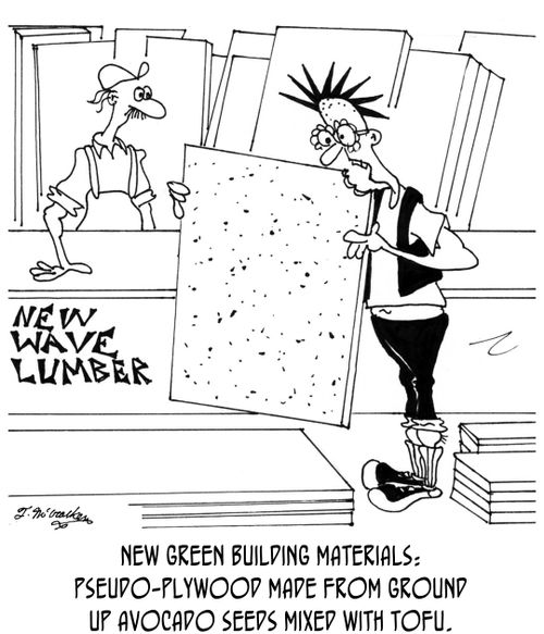 New green building materials: Pseudo-plywood made from ground up avocado seeds mixed with tofu.