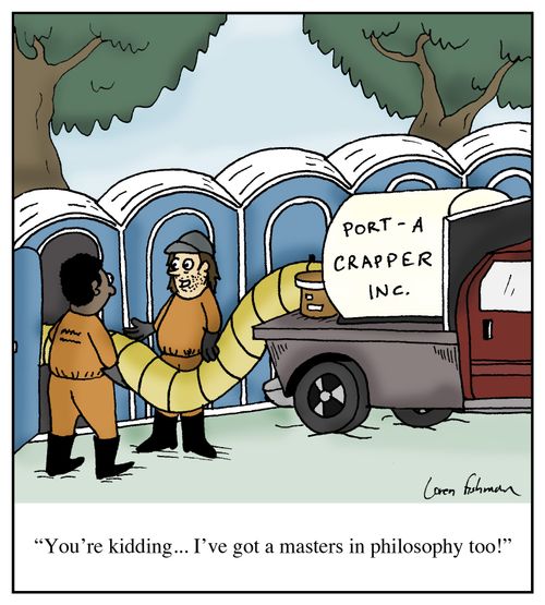 'You're kidding... I've got a masters in philosophy too!'