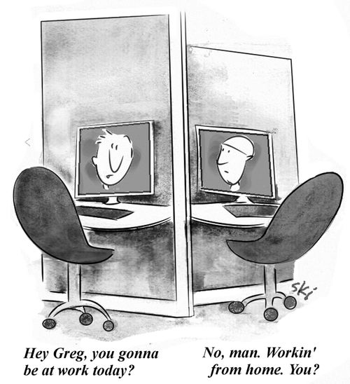 Working from home.