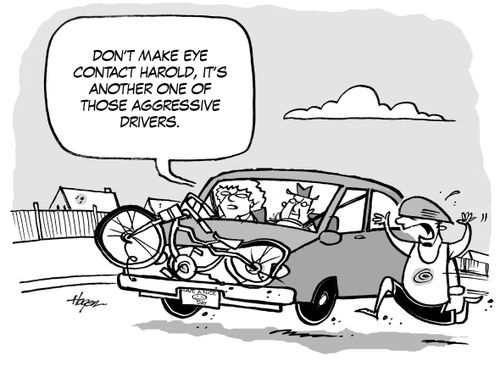 'Don't make eye contact Harold, it's another one of those aggressive drivers.'