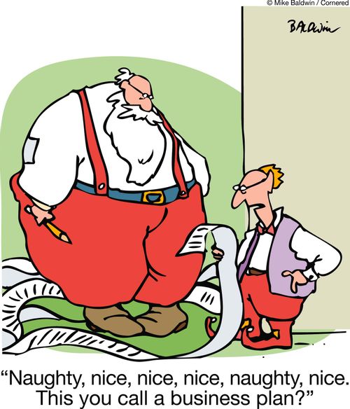 'Naughty, nice, nice, nice, naughty, nice. This you call a business plan?'