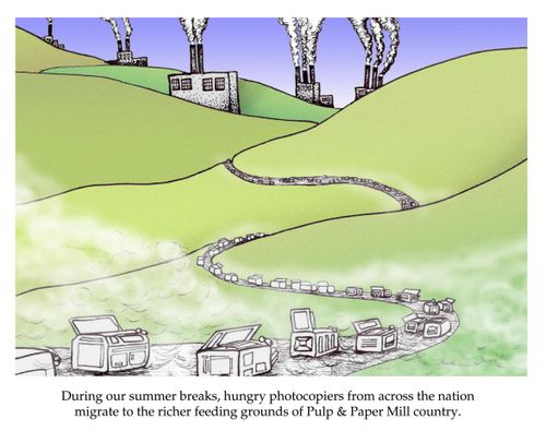 During our summer breaks, hungry photocopiers from across the nation migrate to the richer feeding grounds of Pulp & Paper Mill country.