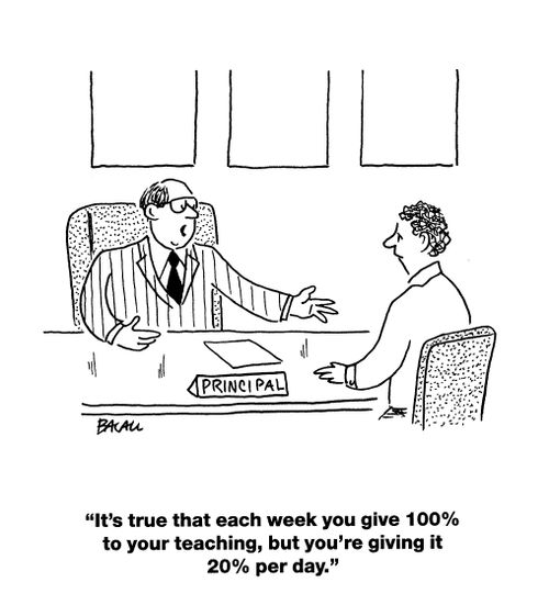 'It's true that each week you give 100% to your teaching, but you're giving it 20% per day.'