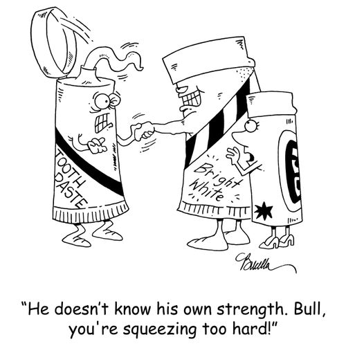 'He doesn't know his own strength. Bull, you're squeezing too hard!'
