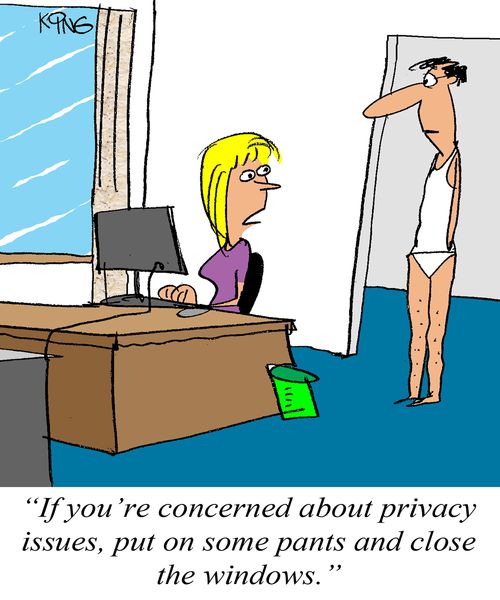 'If you're concerned about privacy issues, put on some pants and close the windows.'