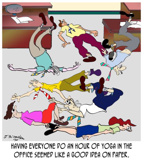 Having everyone do an hour of yoga in the office seemed like a good idea on paper.