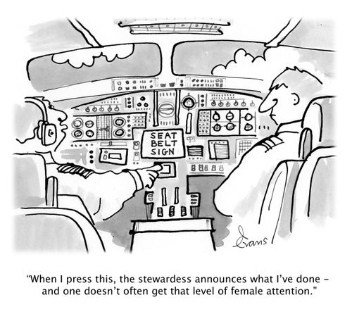 'When I press this, the stewardess announces what I've done - and one doesn't often get that level of female attention.'