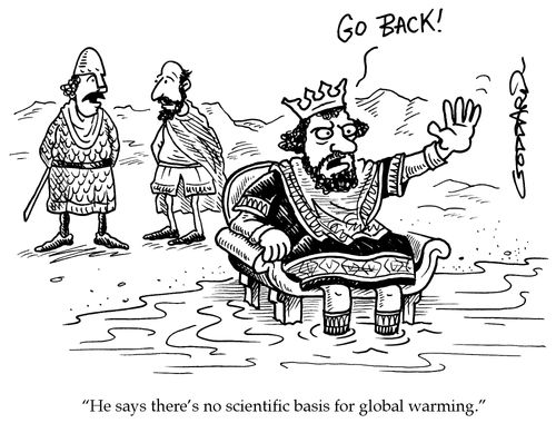 'He says there's no scientific basis for global warming.'