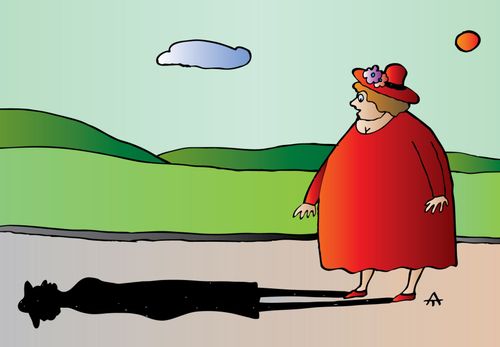 Fat Woman with Thin Shadow.