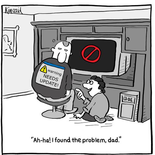 'Ah-ha! I found the problem, dad.'