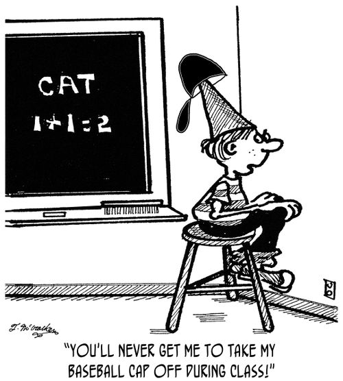 'You'll never get me to take my baseball cap off during class!'