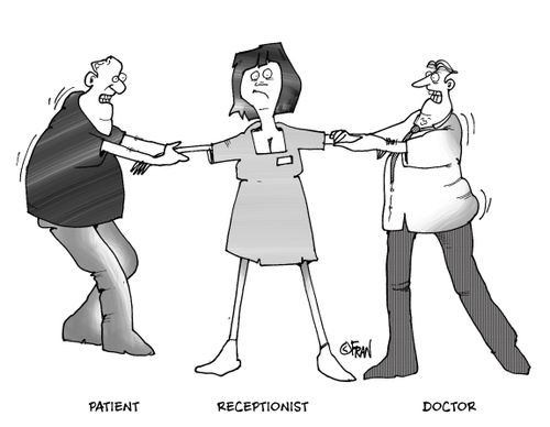Patient,receptionist,doctor.