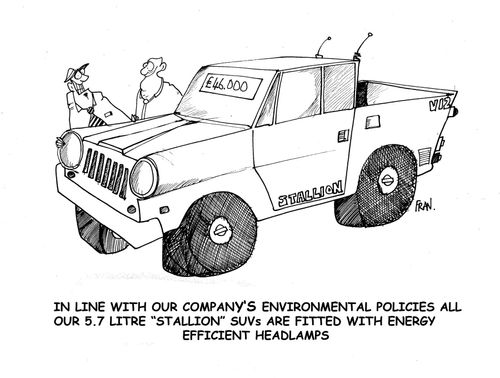 'In line with our companies environmental policies all our 5.7 litre 'stallion' SUV's are fitted with energy efficient headlamps.'