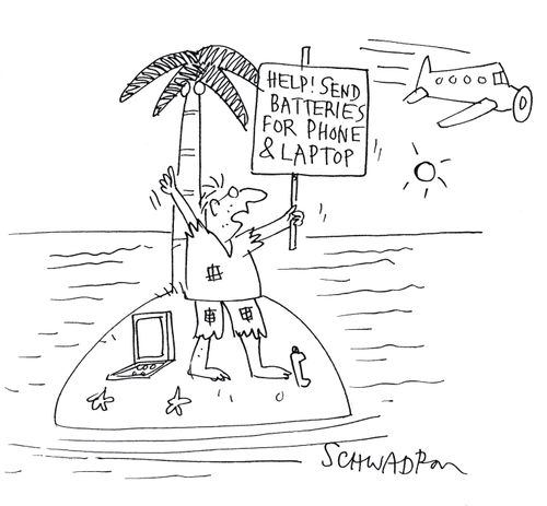 'Help! Send batteries for phone and laptop.'