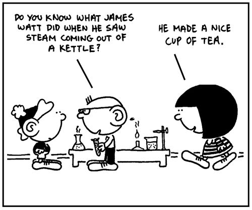 'Do you know what James Watt did when he saw steam coming out of a kettle?'
