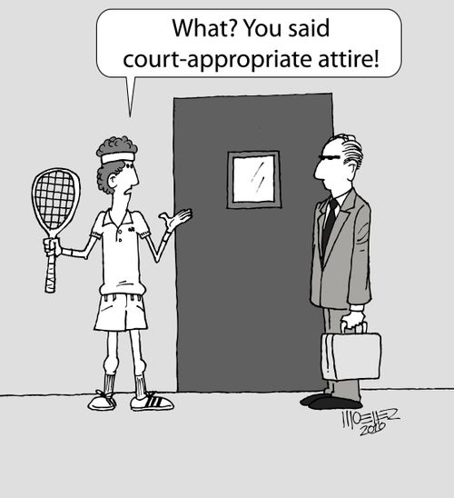 'What? You said court-appropriate attire!'