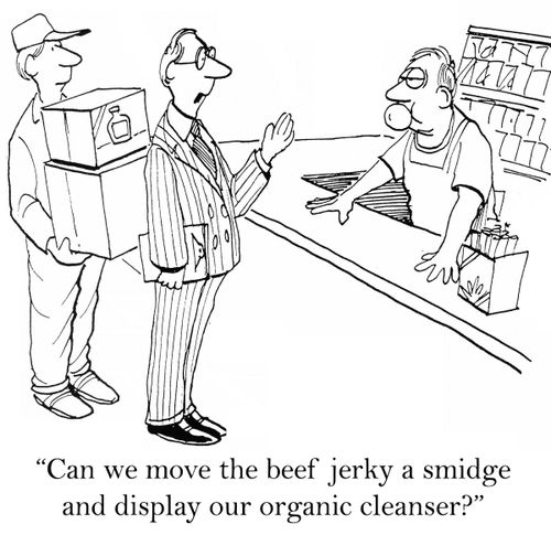 'Can we move the beef jerky a smidge and display our organic cleanser?'