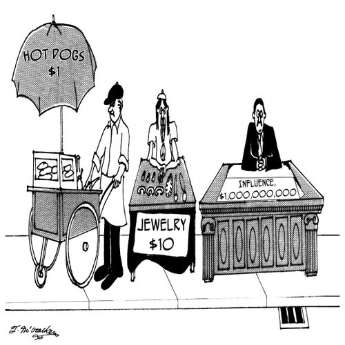Hot Dogs - $1, Jewellery - $10 and Influence -$1,000,000,000.