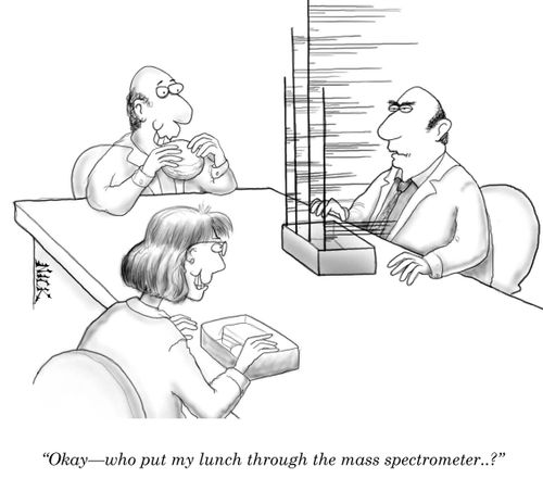 'Okay...who put my lunch through the mass spectrometer?'