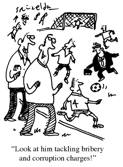 'Look at him tackling bribery and corruption charges!'