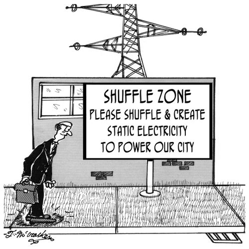 Shuffle Zone. Please shuffle and create static electricity to power our city.