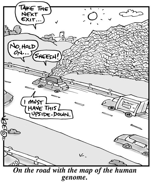 On the road with the map of the human genome.