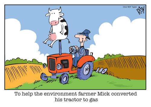 To help the environment farmer Mick converted his tractor to gas.