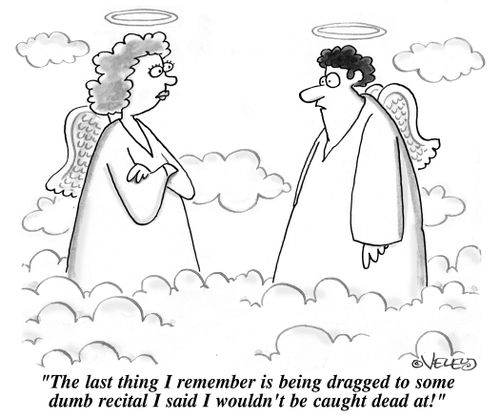 'The last thing I remember is being dragged to some dumb recital I said I wouldn't be caught dead at!'