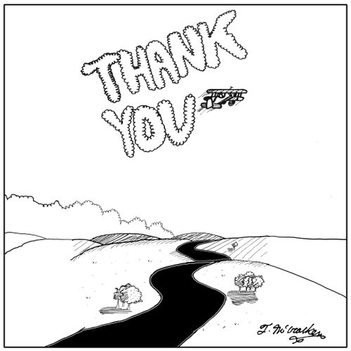 A sky writer writes, 'Thank you.'