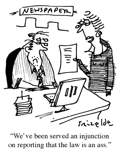 'We've been served an injunction on reporting that the law is an ass.'