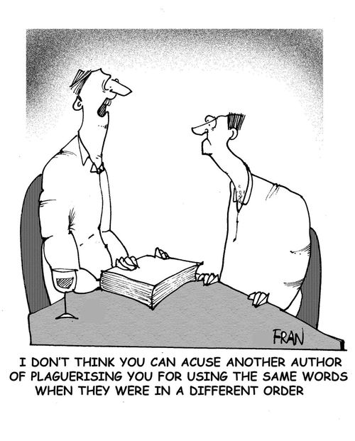 "I don't think you can accuse another author of plaguerising you for using the same words when they were in a different order."