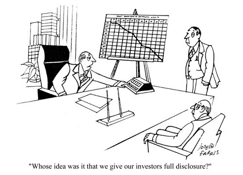 'Whose idea was it that we give our investors full disclosure?'
