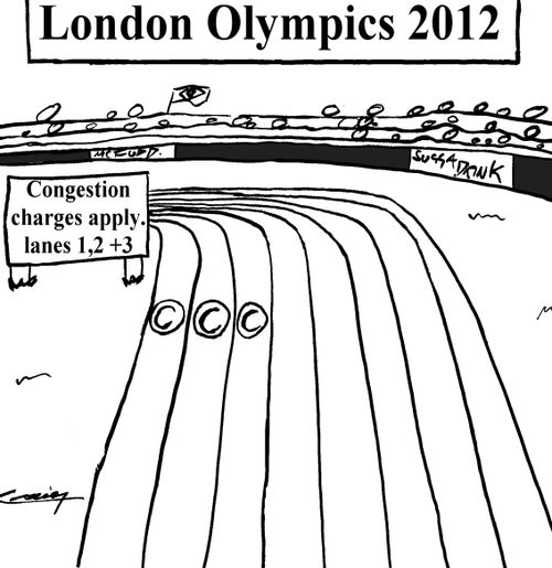 London Olympics 2012: Congestion Charges Apply Lanes 1, 2 and 3.