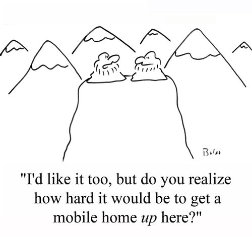 'I'd like it too, but do you realize how hard it would be to get a mobile home up here?'