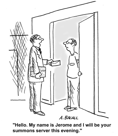 "My name is Jerome and I will be your summons server this evening."