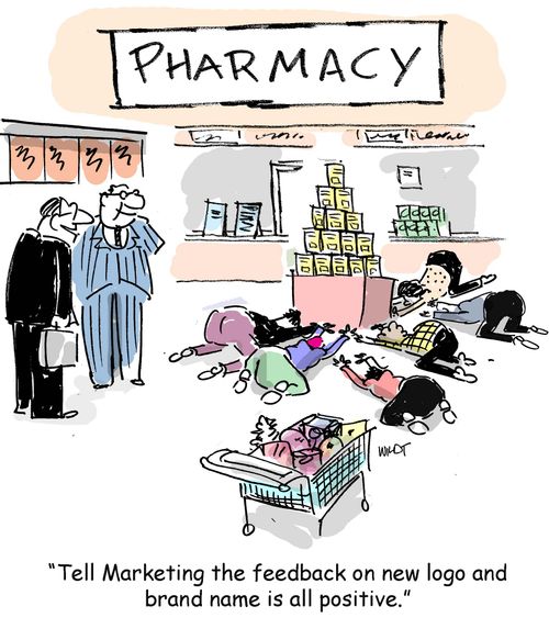 'Tell Marketing the feedback on new logo and brand name is all positive.'