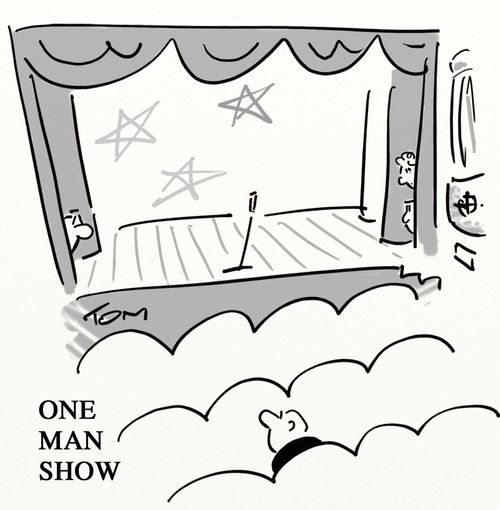 One-man show: Only one man shows up in audience.