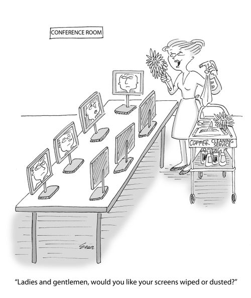 'Ladies and gentlemen, would you like your screens wiped or dusted?'