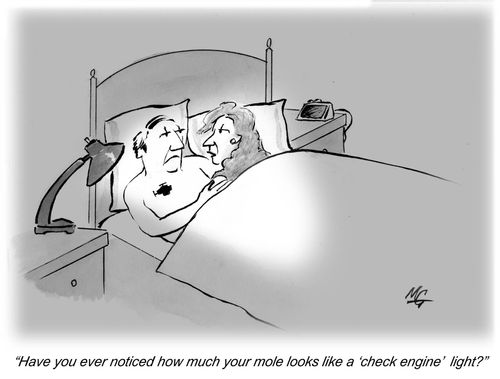 'Have you ever noticed how much your mole looks like a check engine light?'