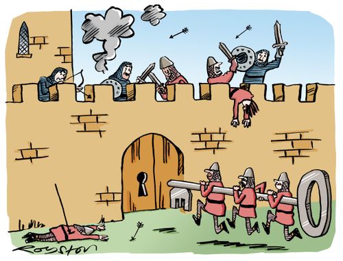 Battering ram is a giant key to unlock castle doors.