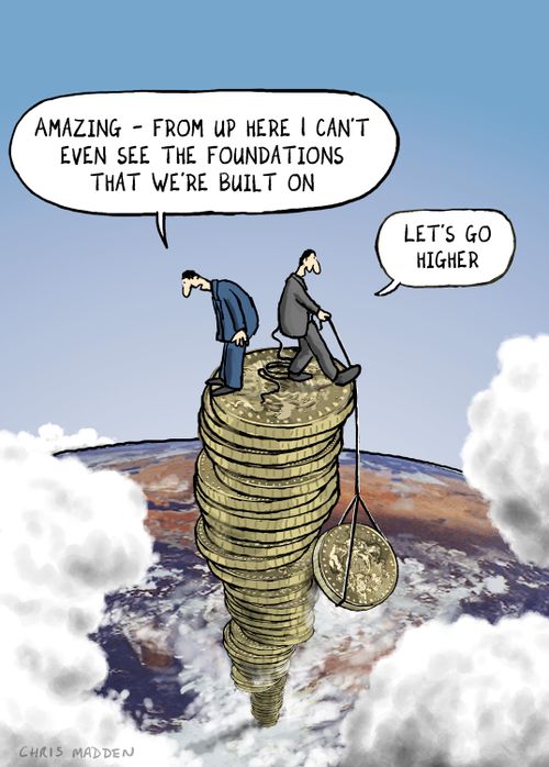 "Amazing - from up here I can't even see the foundations that we're built on."