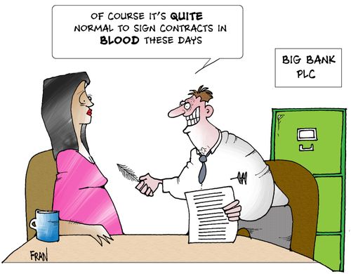 "Of course it's quite common to sign contracts in BLOOD these days..."