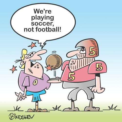 "We're playing soccer, not football!"