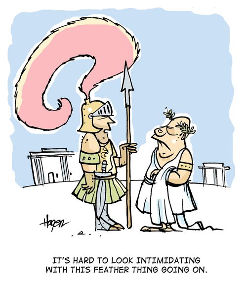 'It's hard to look intimidating with this feather thing going on.'