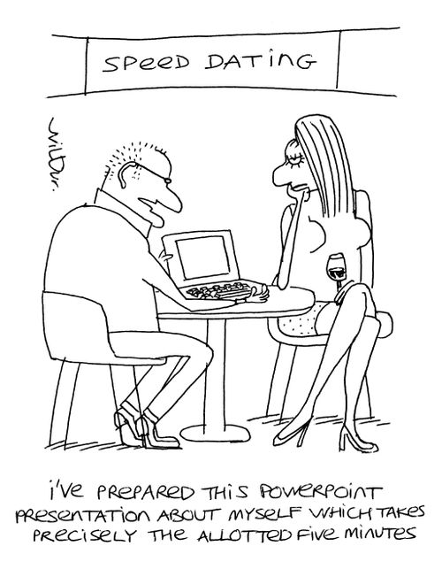 'I've prepared this powerpoint presentation about myself which takes precisely the allotted five minutes.'