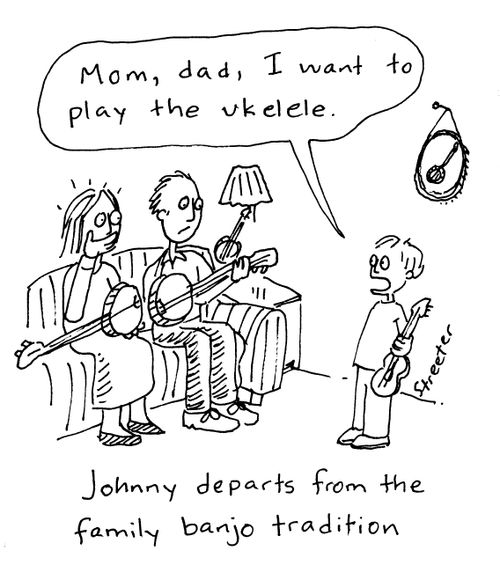 Johnny departs from the Family Banjo Tradition.