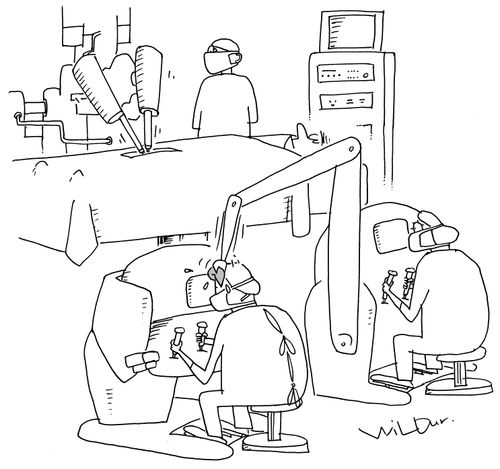 Machine Wipes Sweat From Surgeon's Brow.