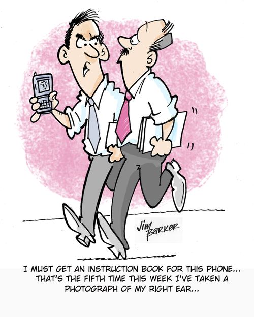 'I must get an instruction book for this phone...that's the fifth time this week I've taken a photograph of my right ear.'