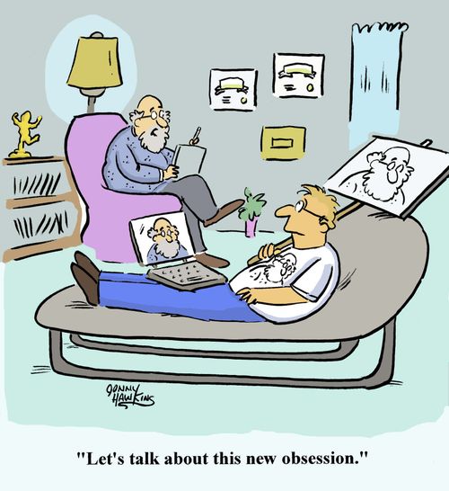 Psychologist to man with many pictures of him: 'Let's talk about this new obsession.'